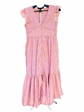 The Coast Brand Carmel Pink Floral Boho Chic Prairie Dress P/S